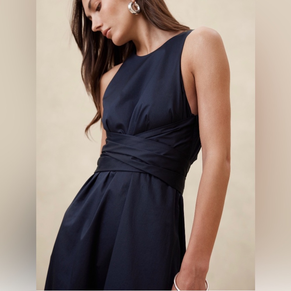 BANANA REPUBLIC STRETCH-COTTON POPLIN MAXI DRESS - Picture 7 of 10